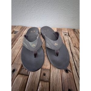 Reef Fanning Sandals Size 10 Grey Olive Green Flip Flops Bottle Opener Airbag